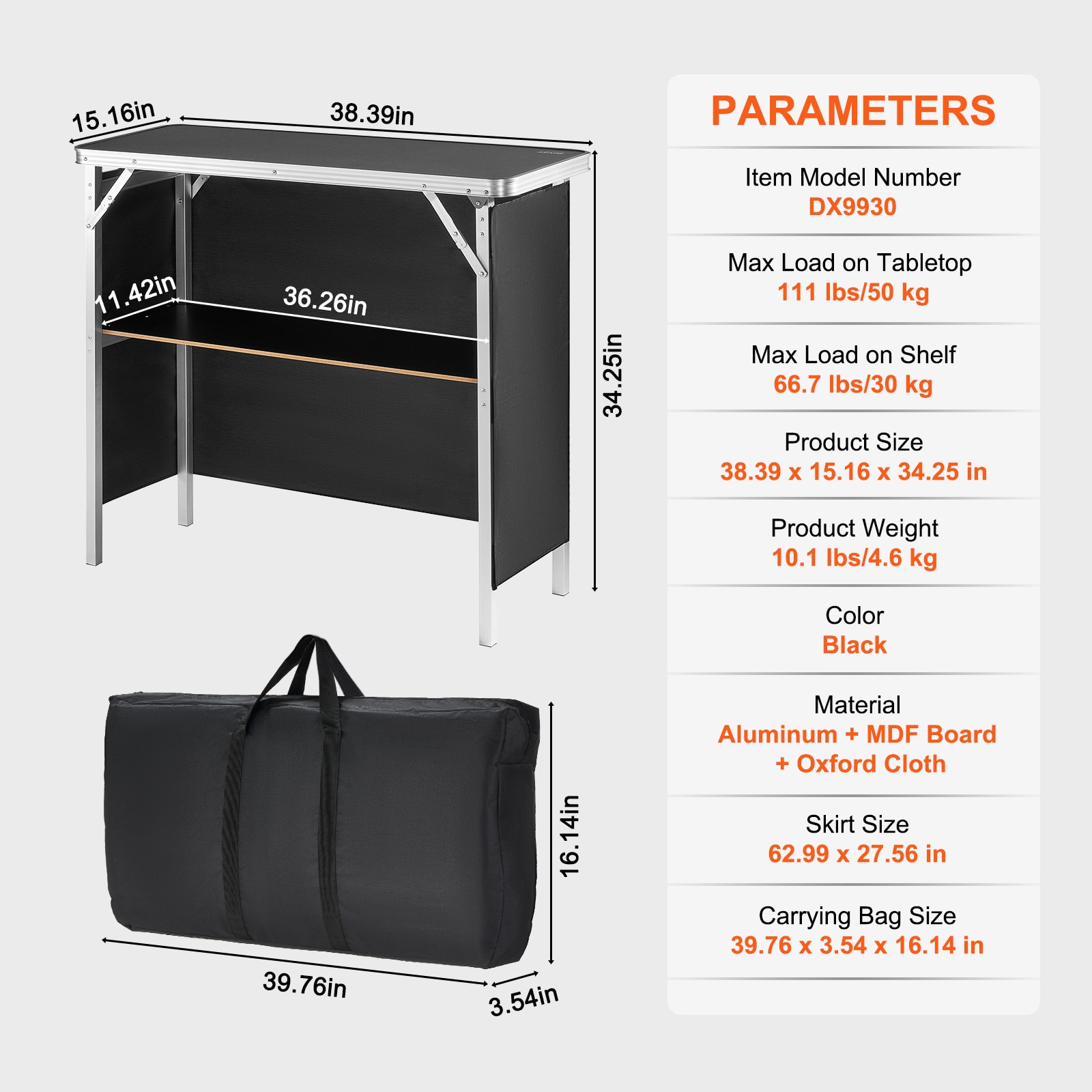 Folding Portable Bar Table For Exhibition And Events With Carry Case_voghion.com